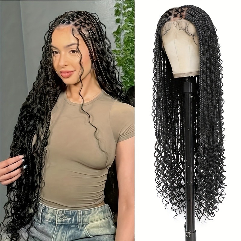 26″Christmas Wig Full Lace Criss Cross Boho Passion Twists Knotless Box Braids