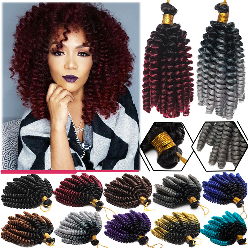 Lady Crochet Jumpy Jamaican Bounce Braids Spiral Wand Curl Hair Extensions Twist