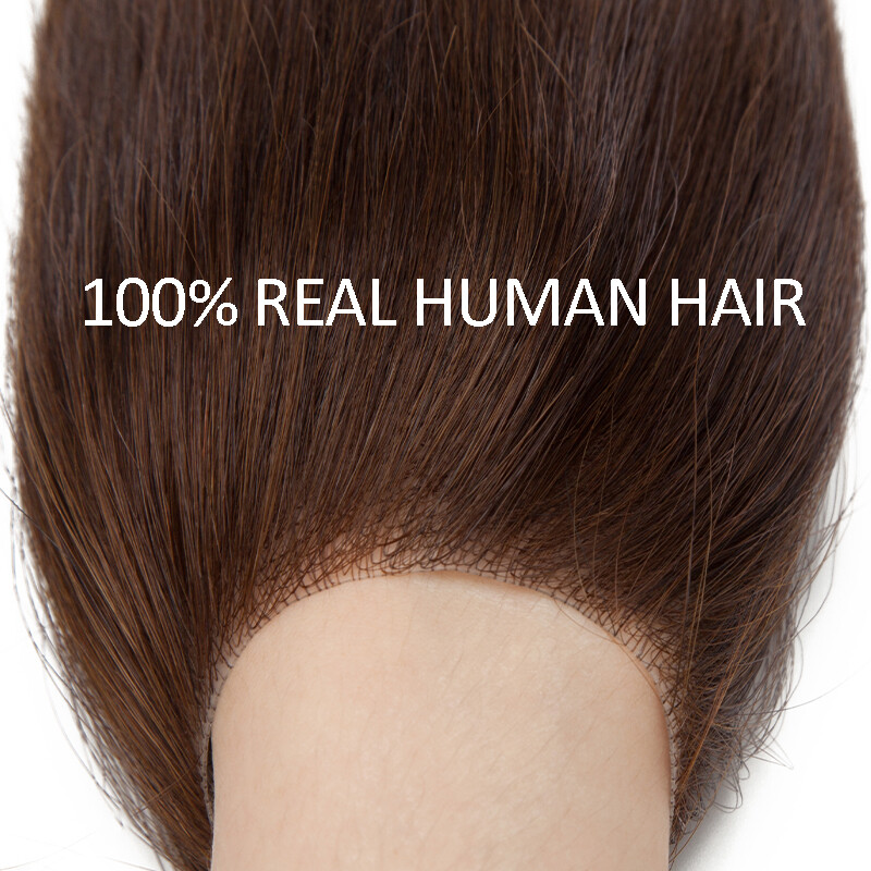 Men Toupee Thin Skin PU 100% Remy Human Hair Frontal Receding Hairline Hairpiece