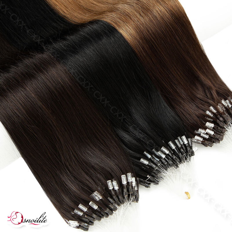 200PCS Thick Micro Ring Loop Tip 100% Remy Human Hair Extensions Micro Bead Link