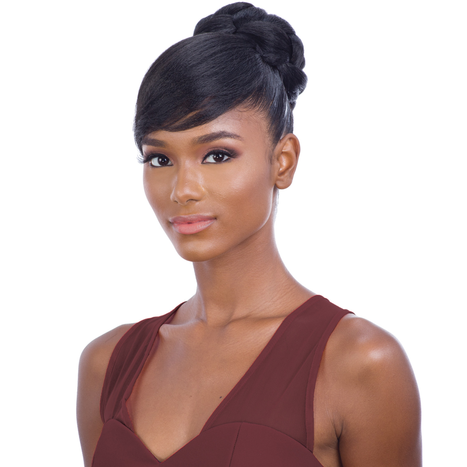 FANCY BUN BANG – FREETRESS EQUAL SYNTHETIC BUN & SWOOP SIDE BANG