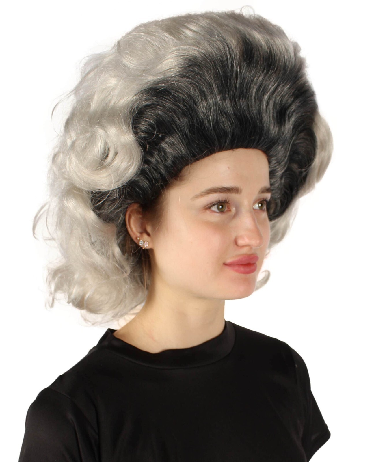 Adult Unisex Drag Queen Grey-black Beehive Wig, Non-flammable Synthetic HW-7046