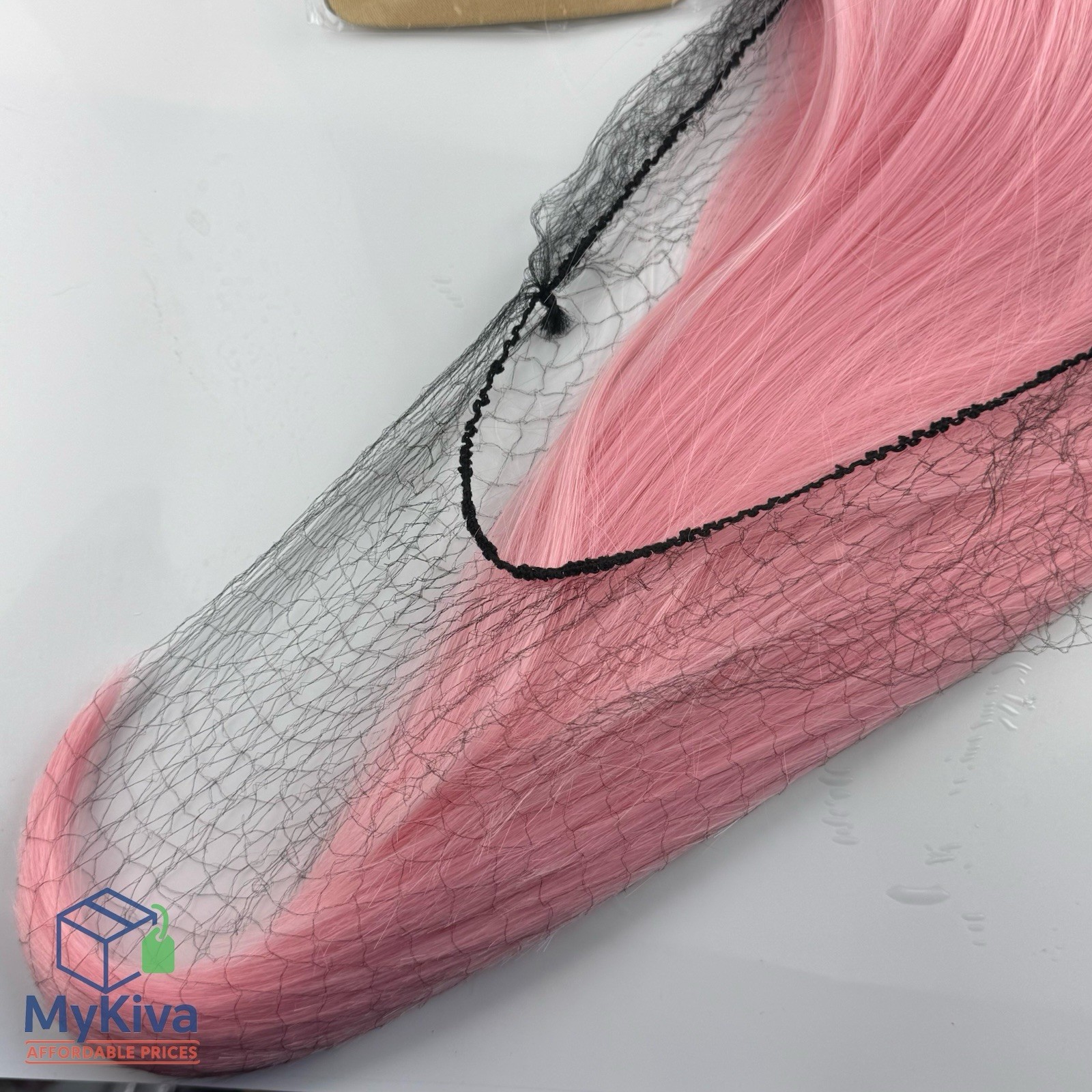Pink Lace Front Wig Long Straight Synthetic Hair with Wig Cap Adjustable Straps