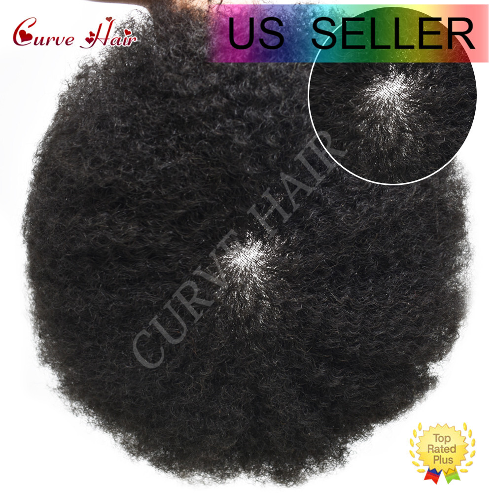 Hair Units for Black Men Afro Kinky Curly Fine Mono Lace Men Toupee Hair System