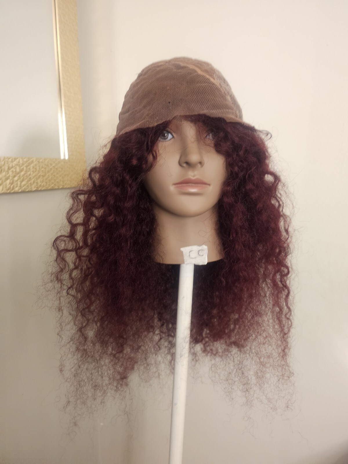High Quality regular Top Reddish 24″ curly wavy 100% Virgin Human Hair Lace Wig