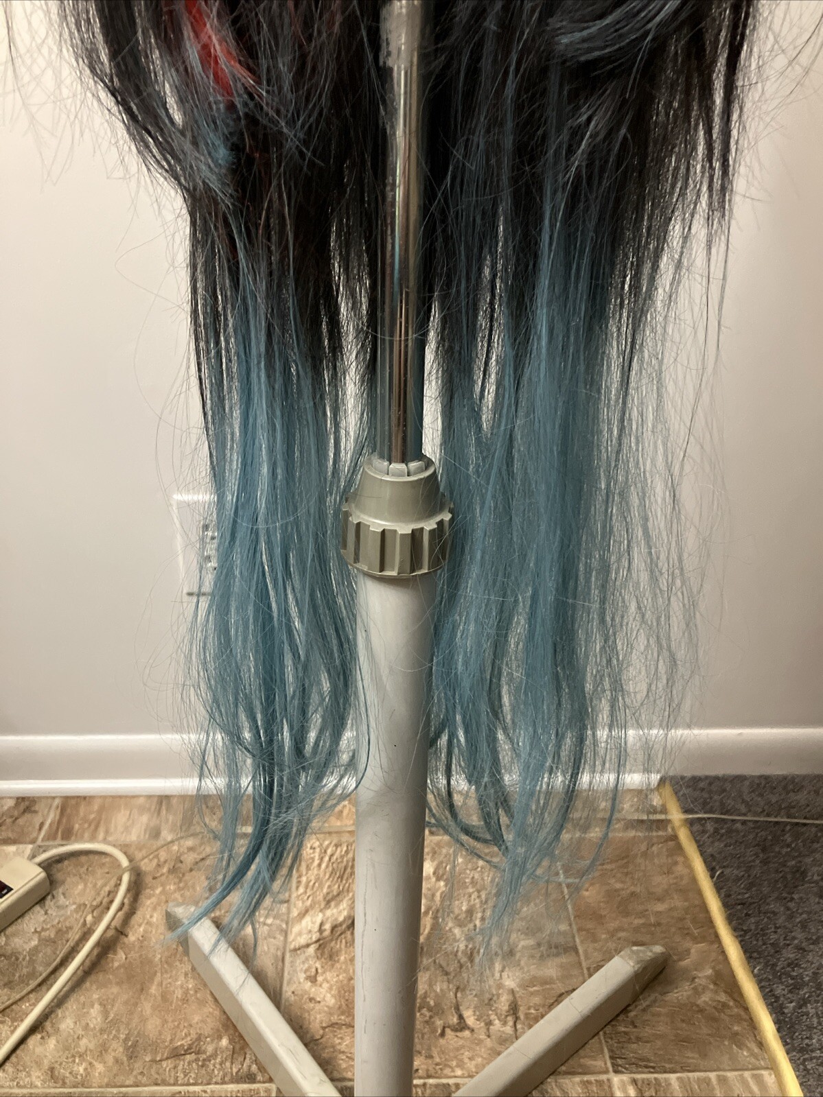 Women’s Long Wig, Black, Blue & Red, 2 Lengths, 41 in Long, 23 in Long
