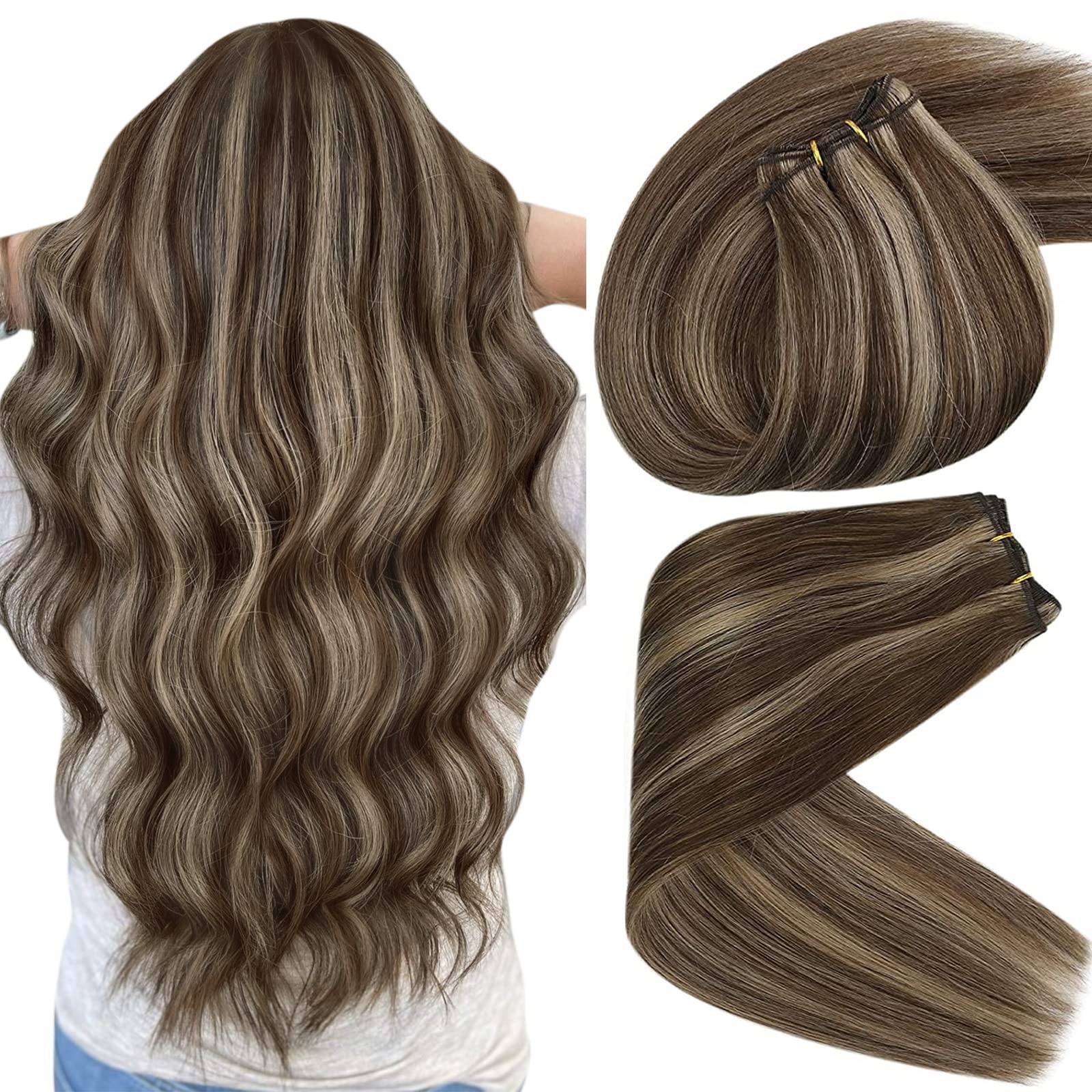 Weaving Hair Extensions Double Weft Sew Machine Made Hair Weft Remy Human Hair