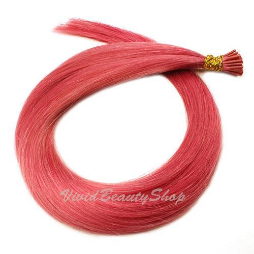 50 Pink Pre Bonded Stick I Tip Micro Tube Rings Beads Remy Human Hair Extensions