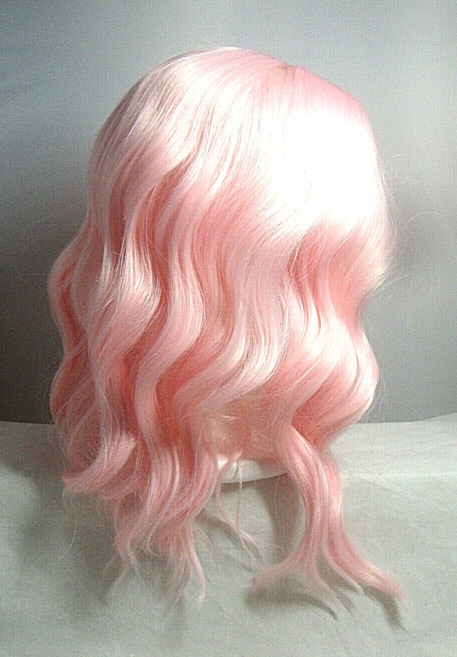 FAELBATY 14” Light Pink Wigs Curly Wavy Synthetic Wig