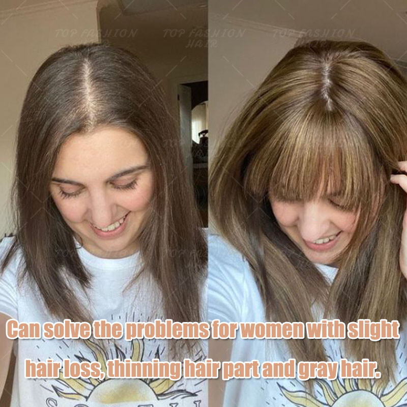 100% Remy Human Hair Topper Clip In Top Full Lace Base MONO Toupee Hairpiece US