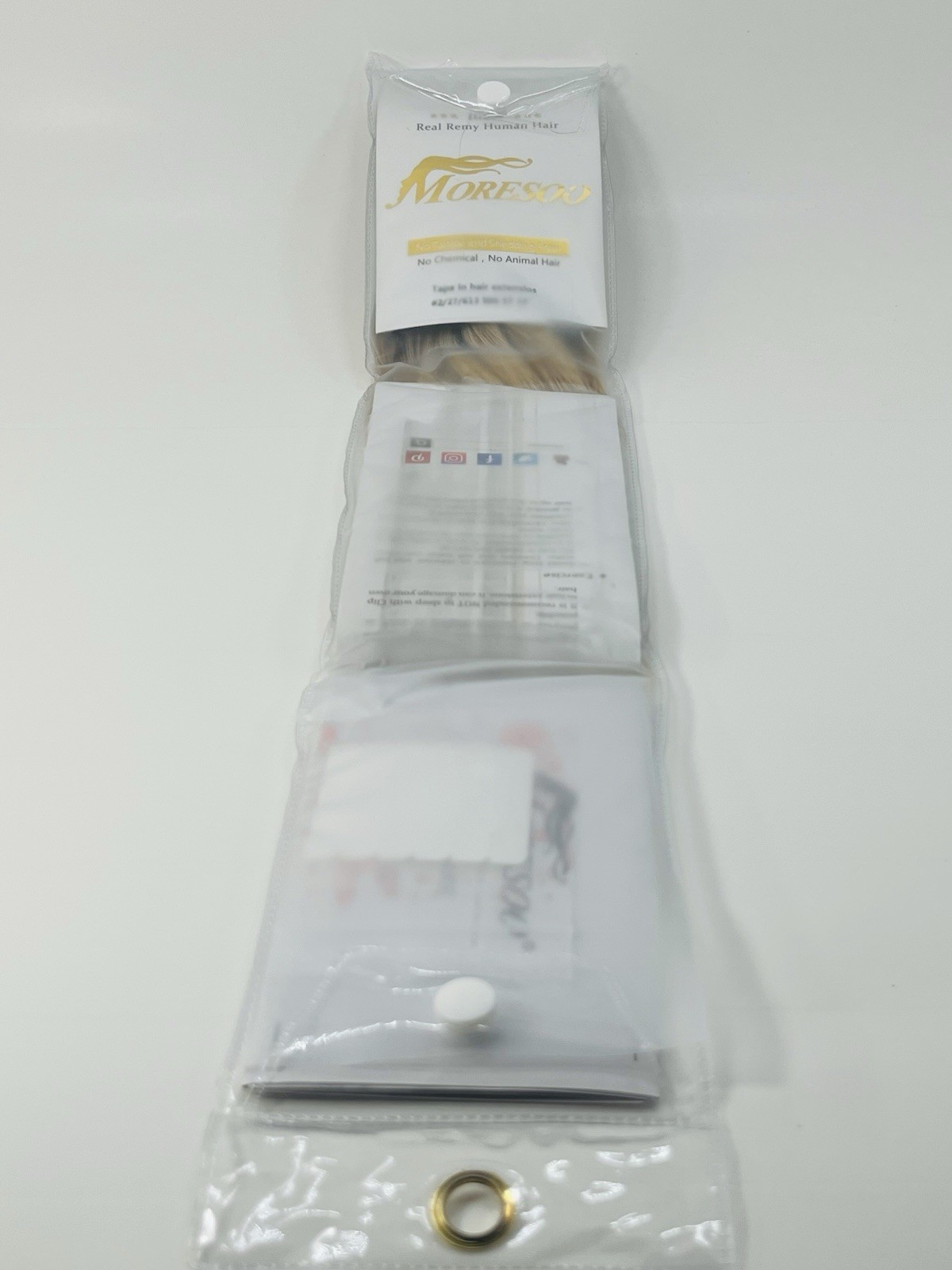 Moresoo Clip In Hair Extensions 14” 50G #2/27/613 Remy Human Hair READ