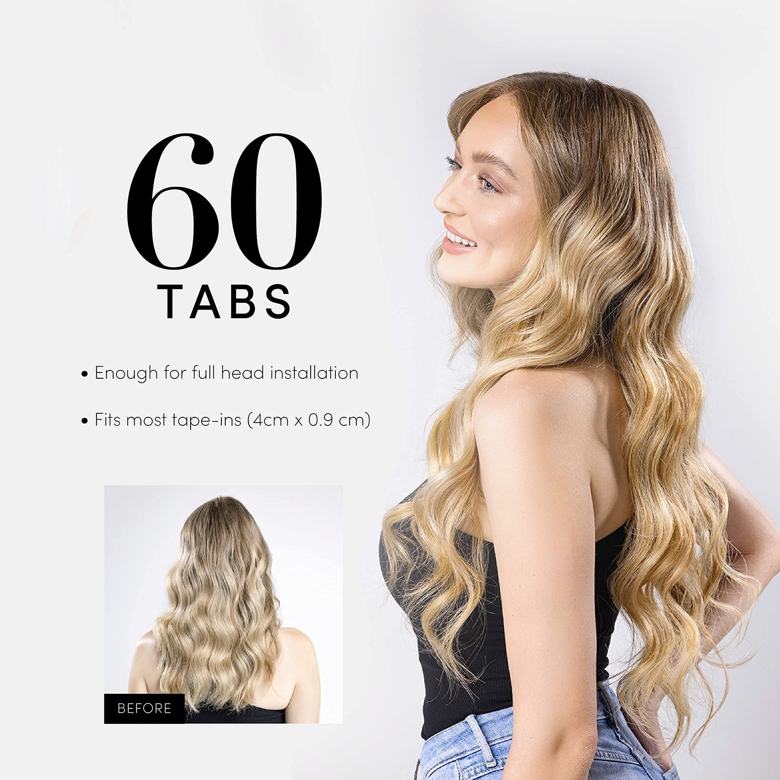 Smart Tabs Tape-in Hair Extension Tape – Professional Strong No-Residue Bondi…