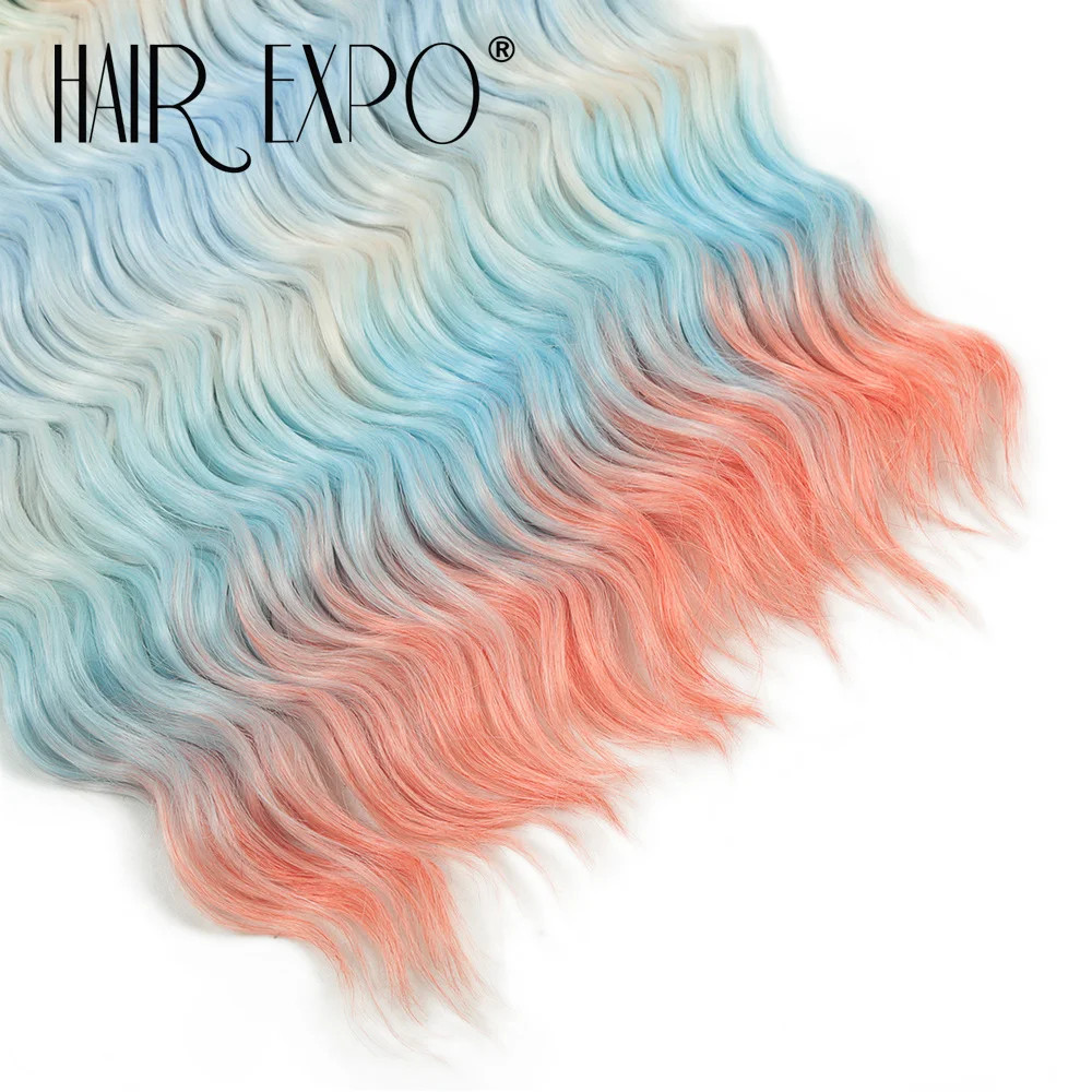 18 Inch Deep Wave Twist Crochet Hair Synthetic Ombre Rainbow Color Afro Curls
