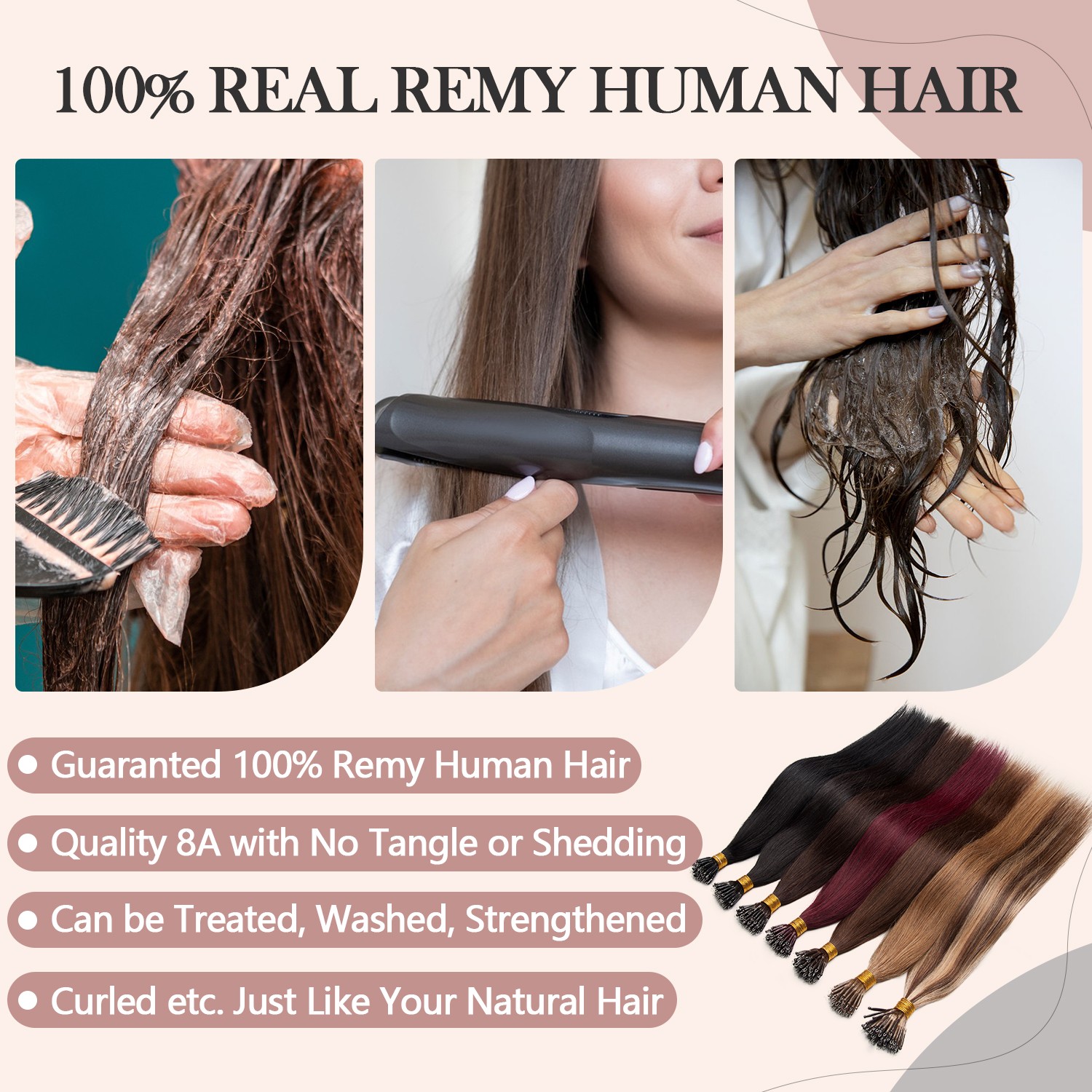 50G-100G Nano Ring Loop Real Human Remy Hair Extensions Micro Bead Tip Full Head