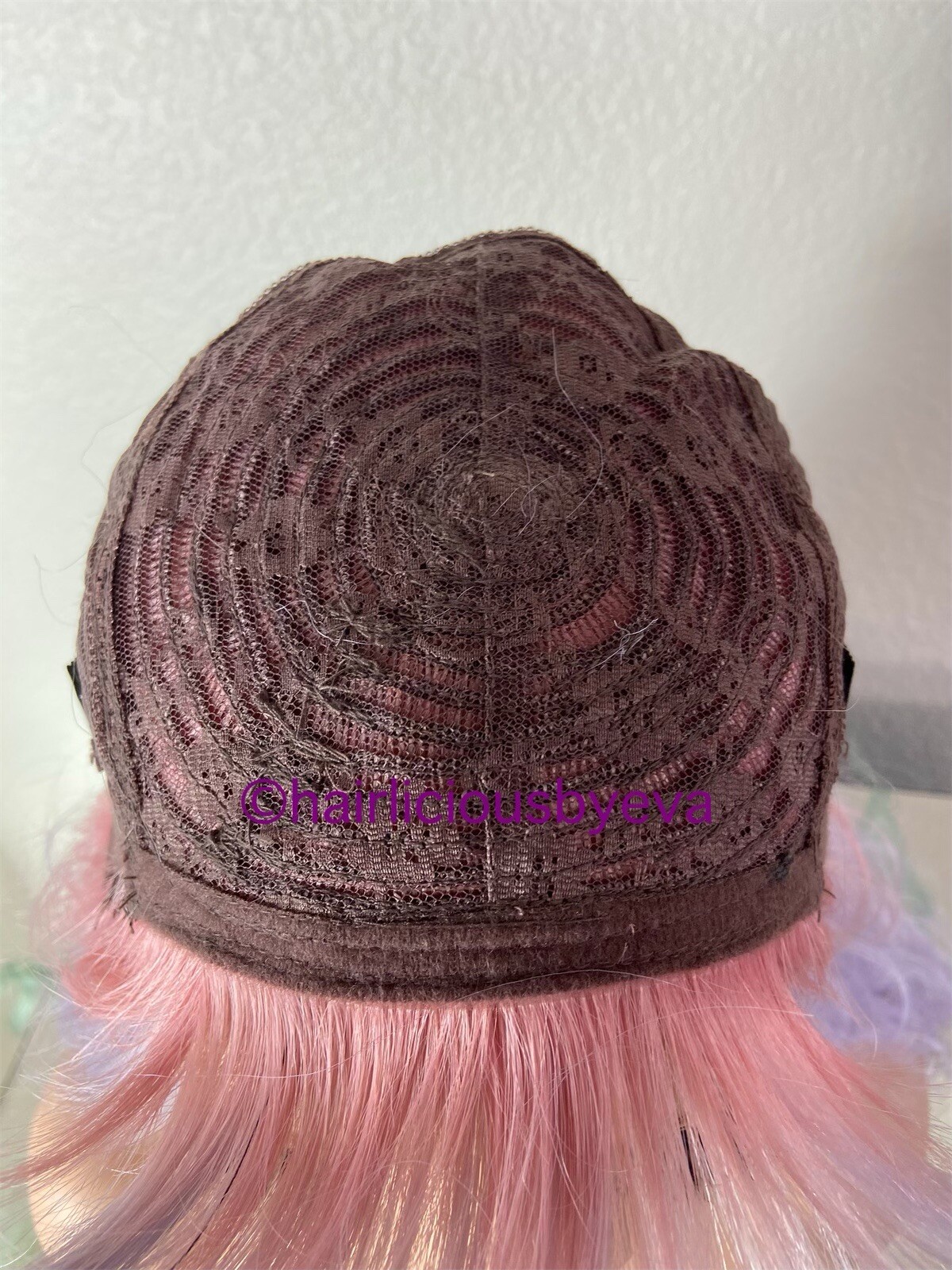 Pastel Rainbow wig ombré wavy with bangs 26 inch long heat ok