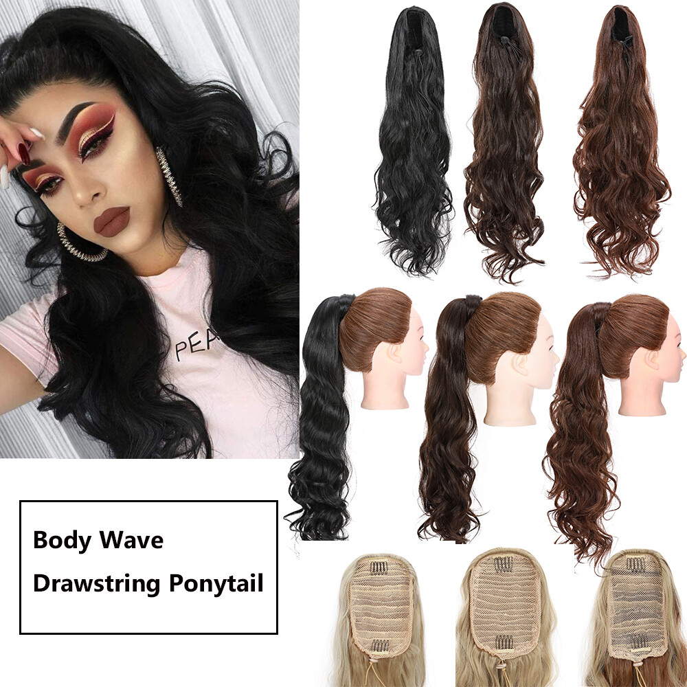 24″ Ombre Curly Long Drawstring Wrap Ponytail Hair Extension Hairpiece for Women
