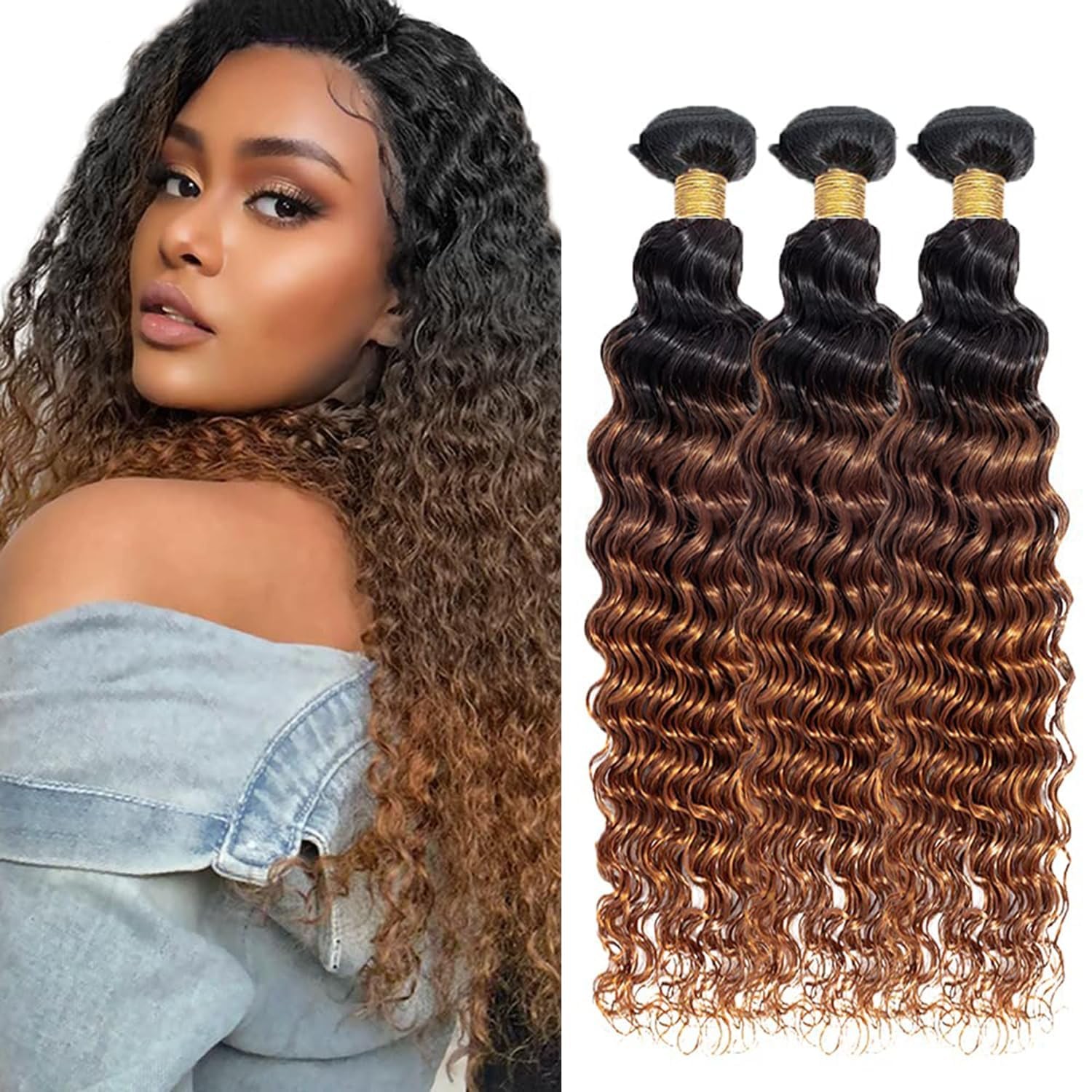 Luxvogue Bundles Human Hair 26 28 30 Inch Omber Deep Wave Human Hair Bundles