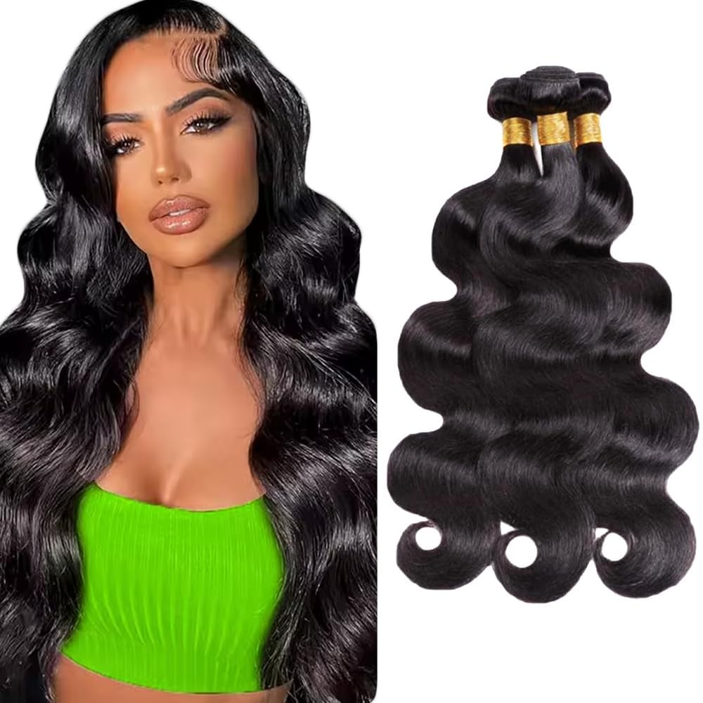 #1B Natural Black Bundles Body Wave Bundles Human Hair 14 16 18 Inch Brazilia…
