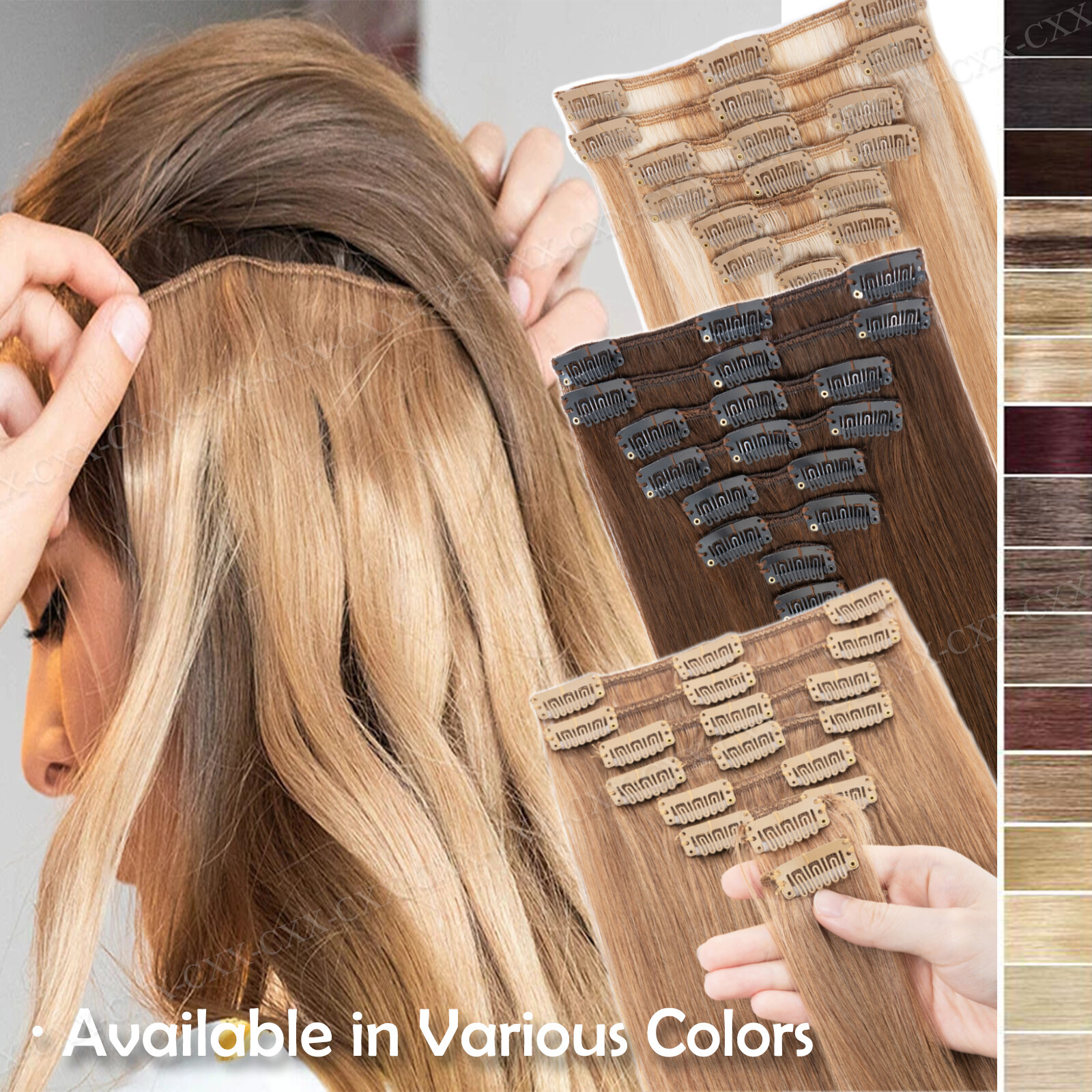 Clip In 100% Remy Real Human Hair Extensions Full Head Highlight Ombre US Stock