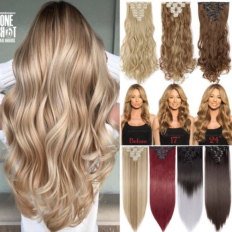CLEARANCE Clip in as Human Hair Extensions Full Head 100% Real Hair Mix Blonde