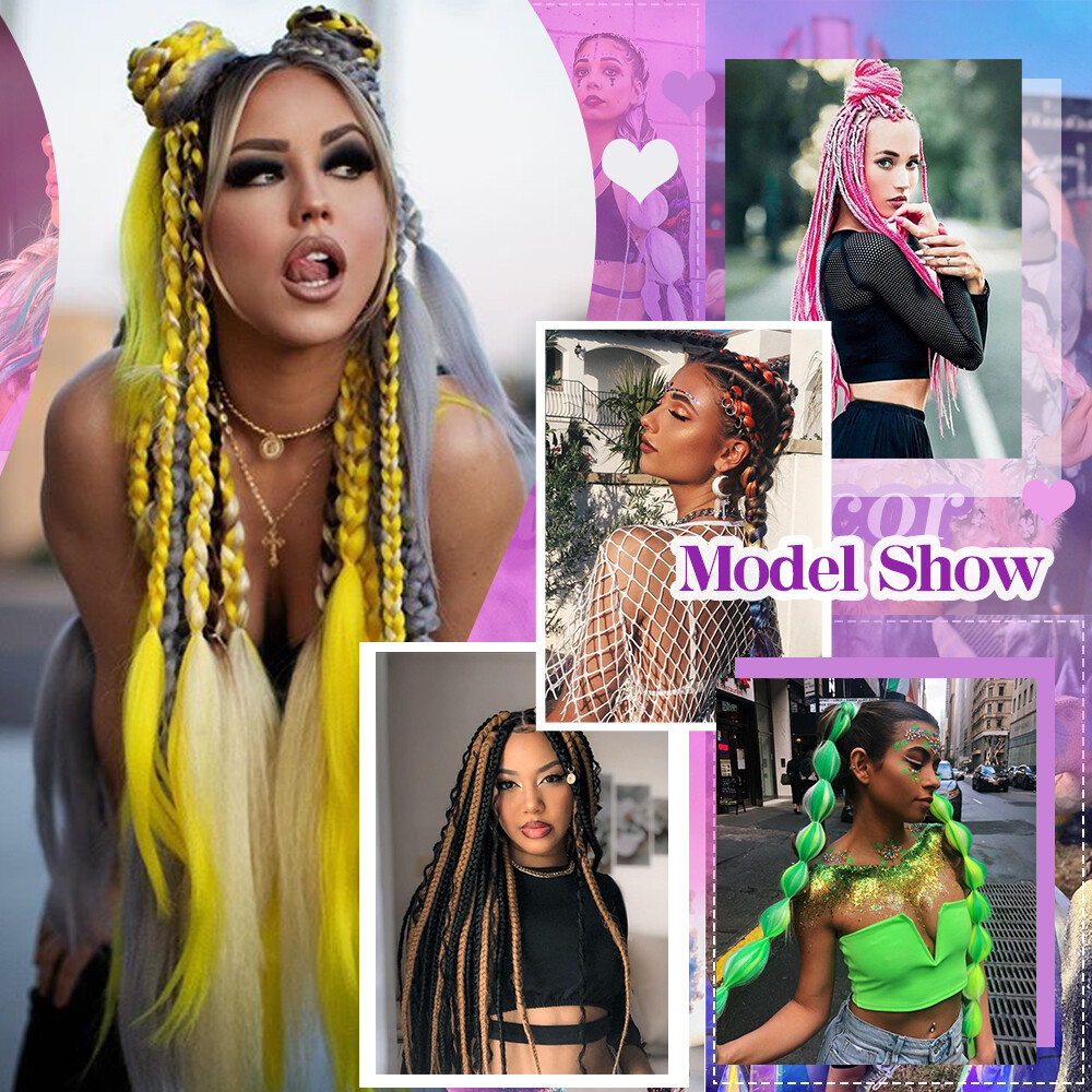 24″ Braiding Ombre Rainbow Jumbo Braids Hair Extensions Synthetic Multi-Color US