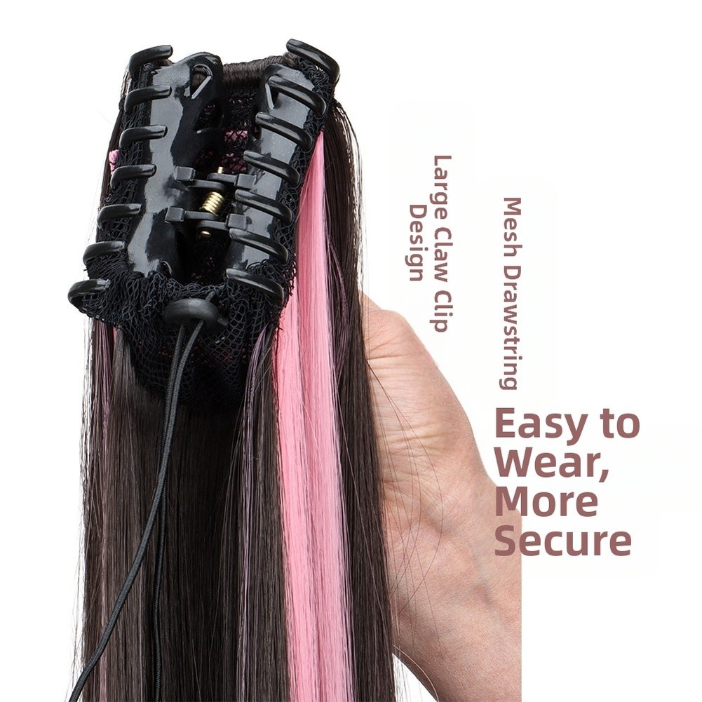 Synthetic Hair Ponytail Clip In Extension For For WIG 60cm Long Lasting Wear