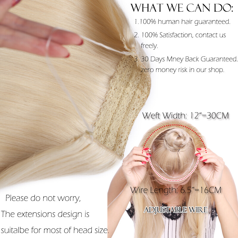 One Piece THICK Secret Wire No Clip In 100% Remy Human Hair Extensions Weft RW