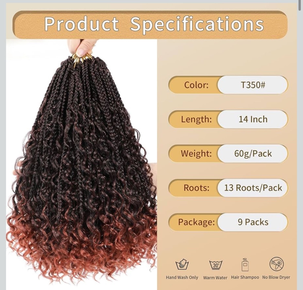 Karida 9 Pack Goddess Box Braids Crochet Hair 14 inch, Crochet Braids t350