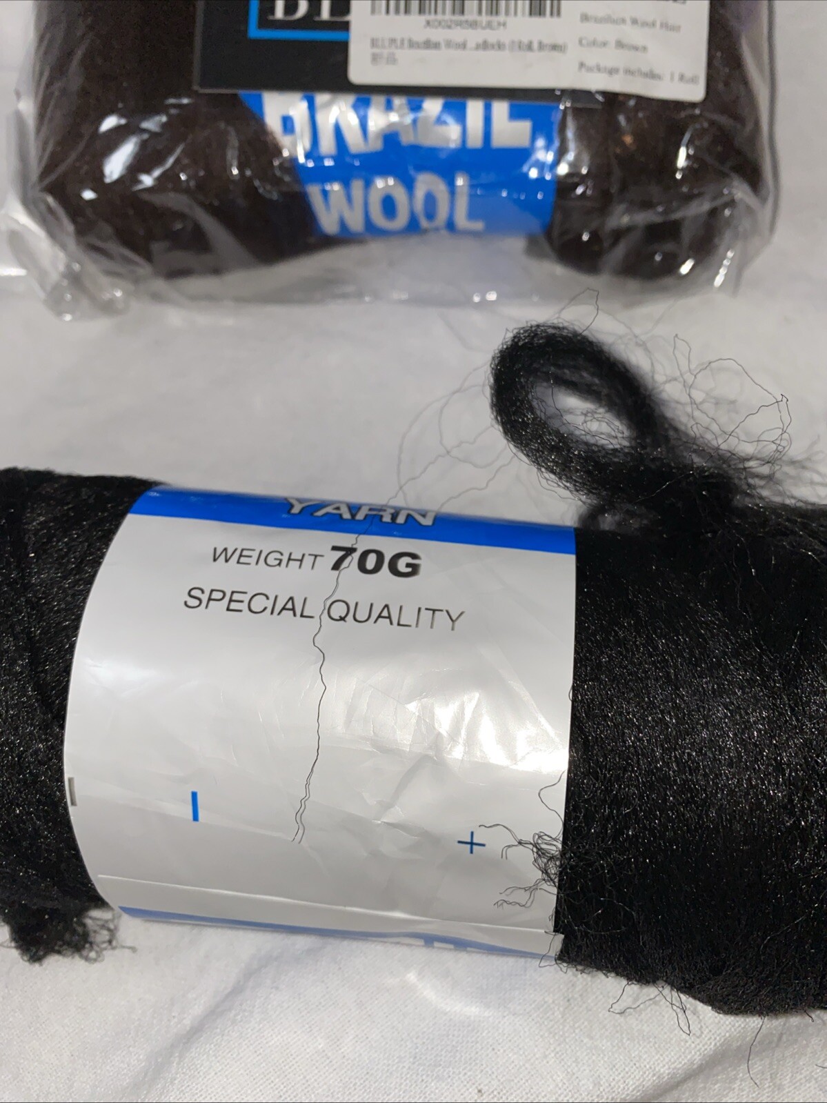 2 Rolls Brazil Brazilian Wool Hair Yarn for Braiding and Weaving 200G Brown/Blk