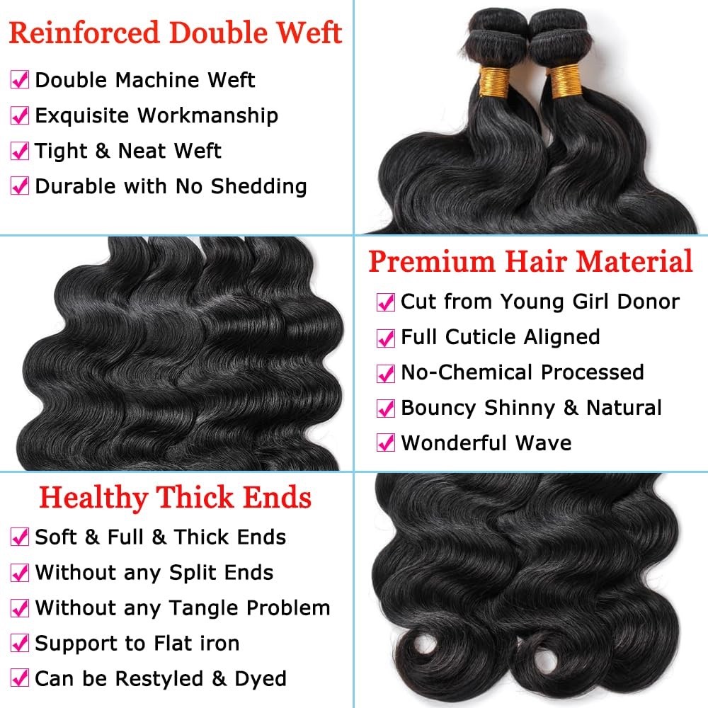 16A Human Hair Bundles 18 20 22 24 Inch Body Wave Bundles Human Hair 400g Brazil