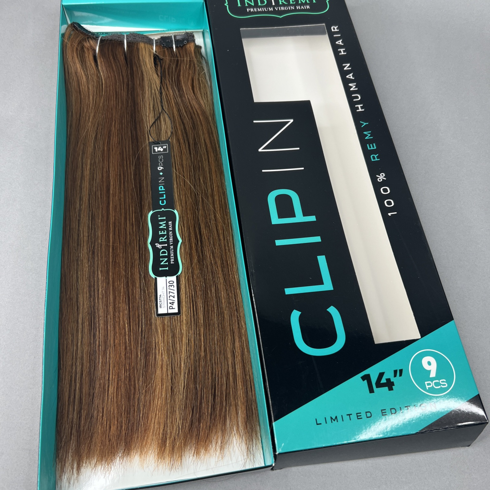 Indi Remi 9 Pc 14” Clip-in #4/27/30 Double Honey & Brown Straight Virgin Hair