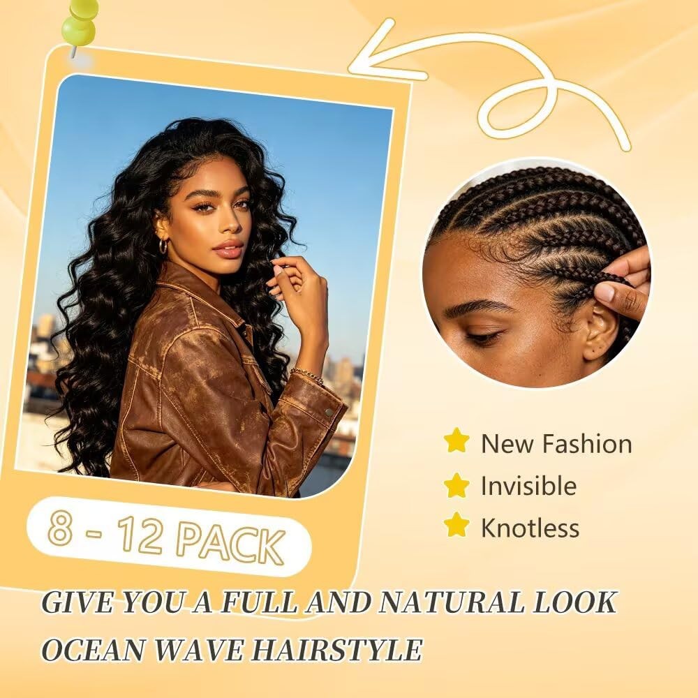 Human Crochet Hair 16″ Deep Ocean Wave 300g (pack of 12 bundles) | Color: #1B