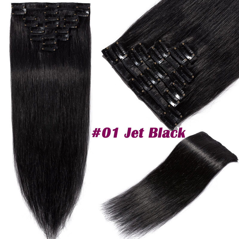 CLEARANCE Clip in 100% Remy Human Hair Extensions Full Head Long Medium Short US