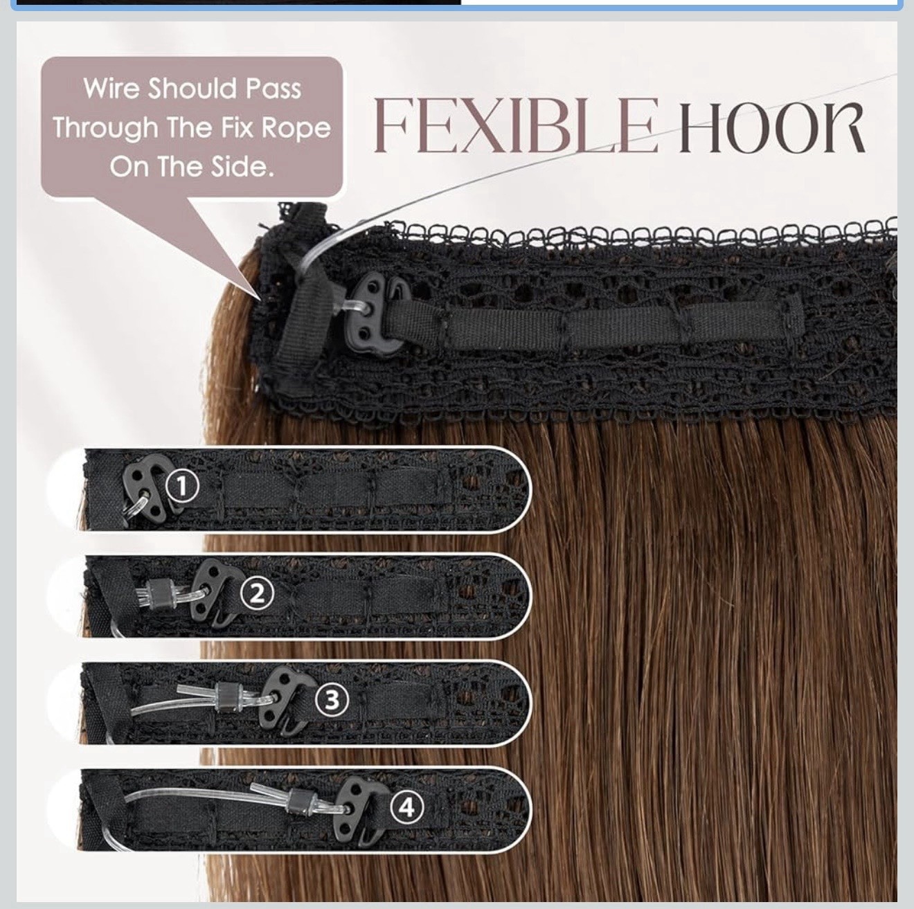 MY-LADY Medium Brown 18 Inch Straight Human Hair Halo Extensions Clip-In Beauty