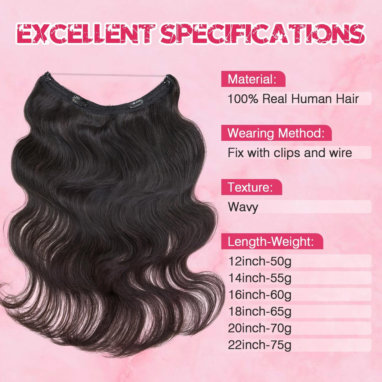 Halo Hair Extensions Real Human Hair My-Lady Adjustable Halo Extensions Real