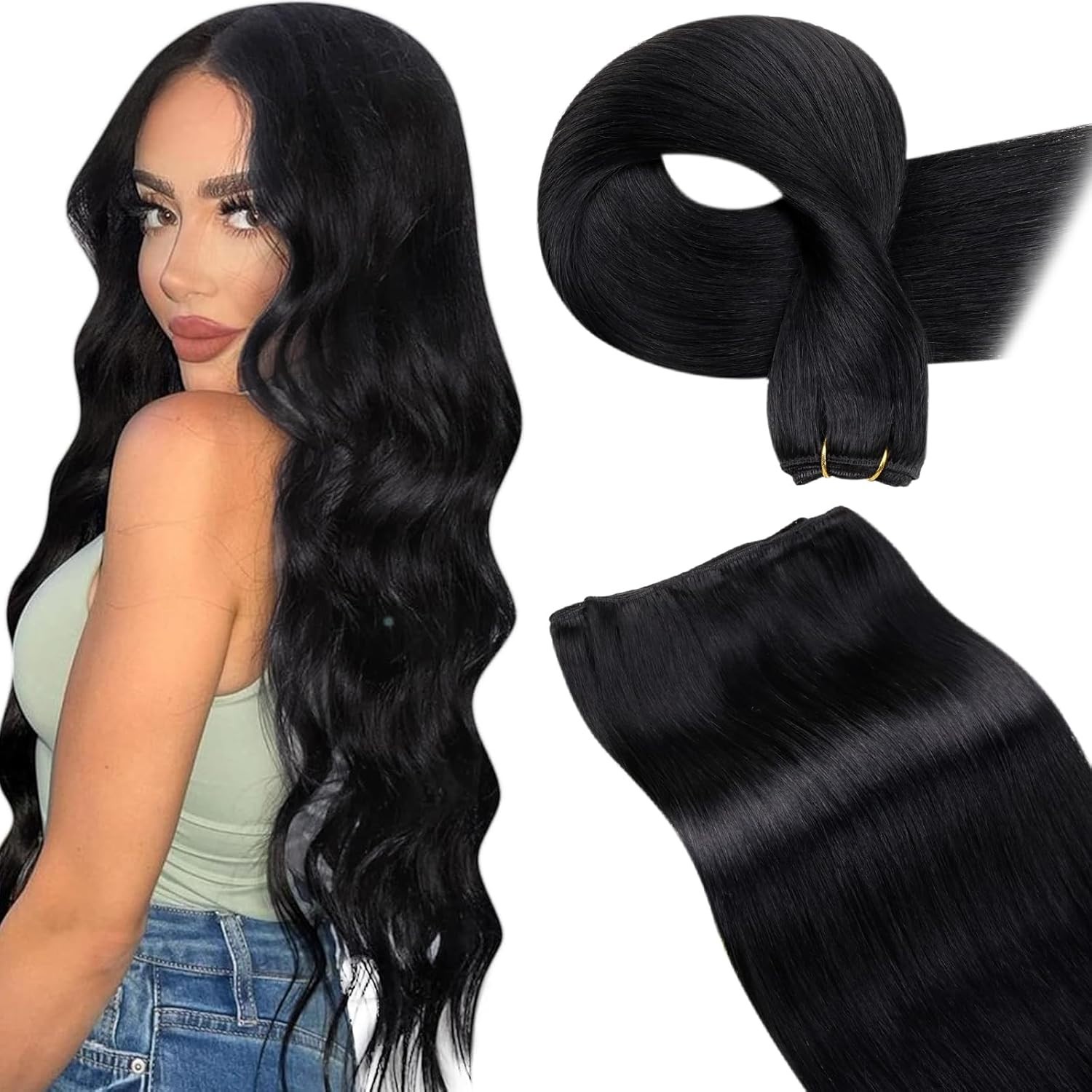 Double Weft Human Hair Extensions Sew in Weft Human Hair Weaves Highlight Colors