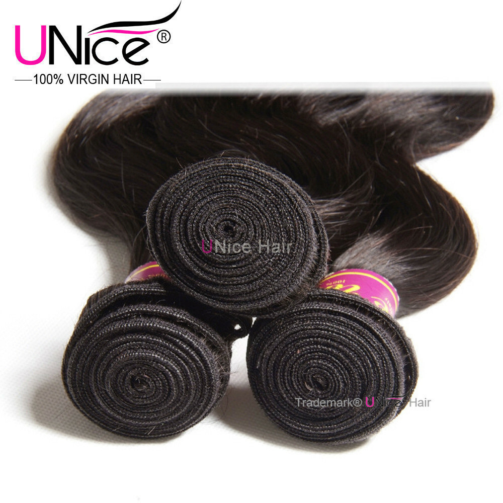 UNice Hair Malaysian Body Wave 3 Bundles Human Hair Extensions Virgin Hair Weave