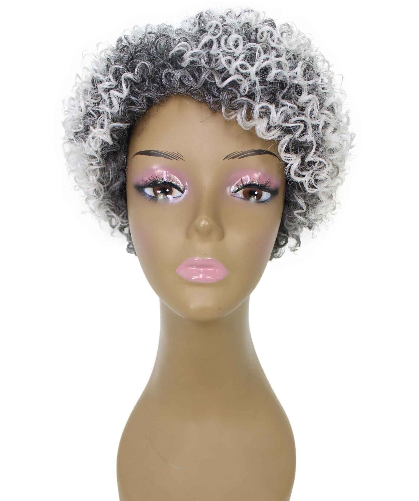 LUXLUXE Leila Curly Kinky 10 in Long Full Wig No Lace, Multiple Colors