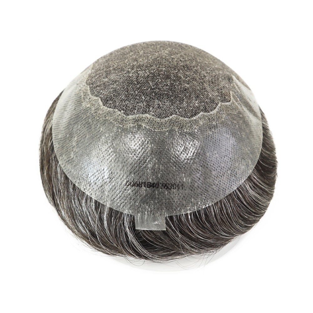 Toupee For Mens Human Hair Replecement System French Lace Thin Skin Hairpiece Q6