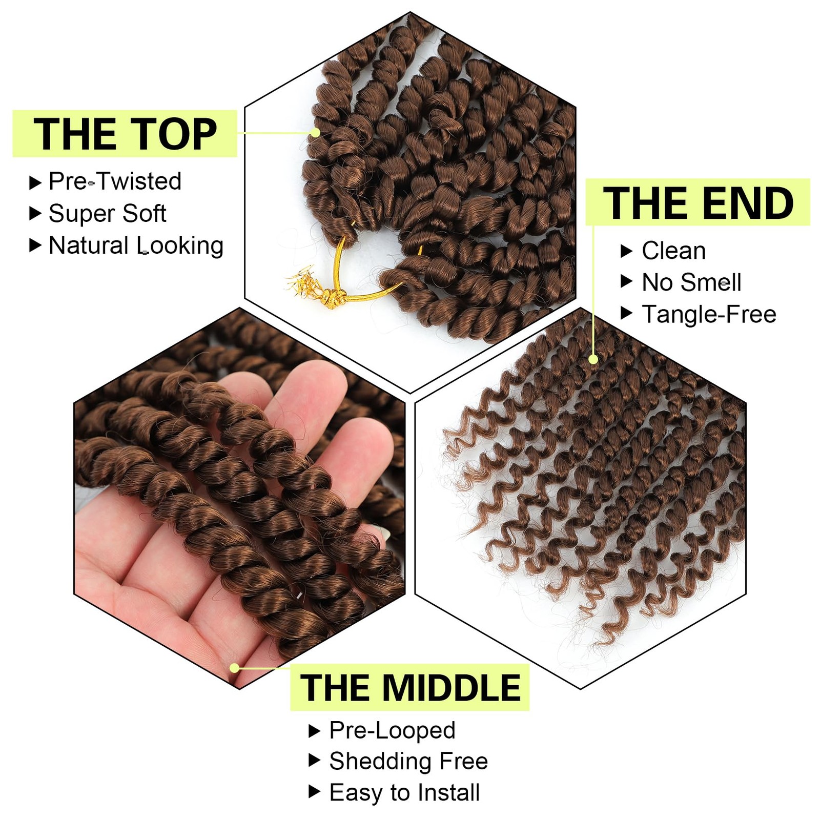 12″ Pre-Twisted Passion Twist Crochet Hair – 8 Packs, Curly, 30# for Black Women