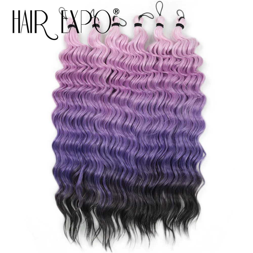 18 Inch Deep Wave Twist Crochet Hair Synthetic Ombre Rainbow Color Afro Curls