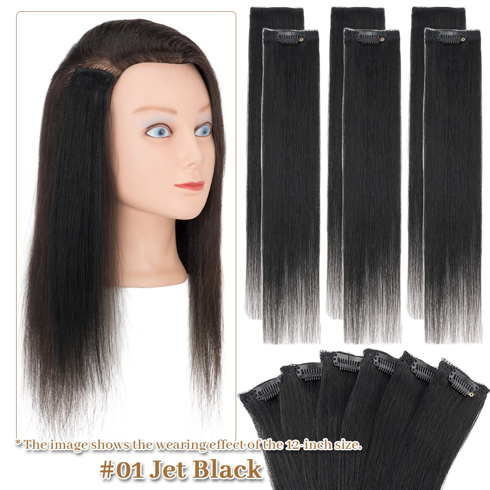 Invisible Clip In Remy Human Hair Pad Fluffy Patches Hairpiece Thick Extensions