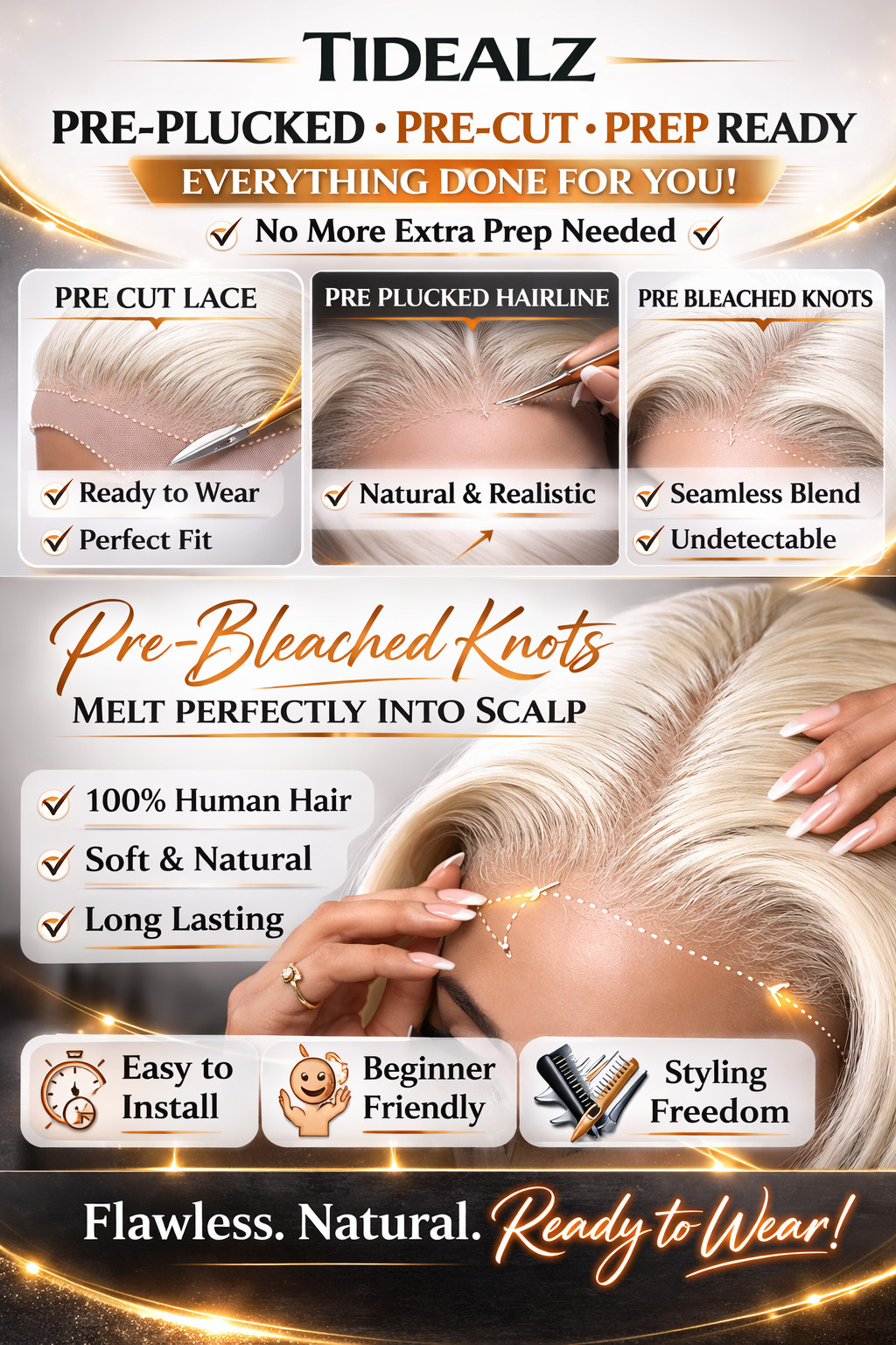 10 Inch Platinum 613 Blonde Bob wig-Lace Front Wig Human Hair 13×4 Glueless