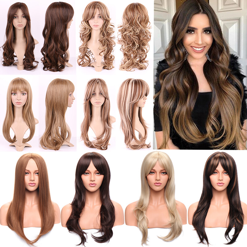 Real Thick Hair Full Wigs Natural Long Wavy Full Wig Heat Resistant Multi Color