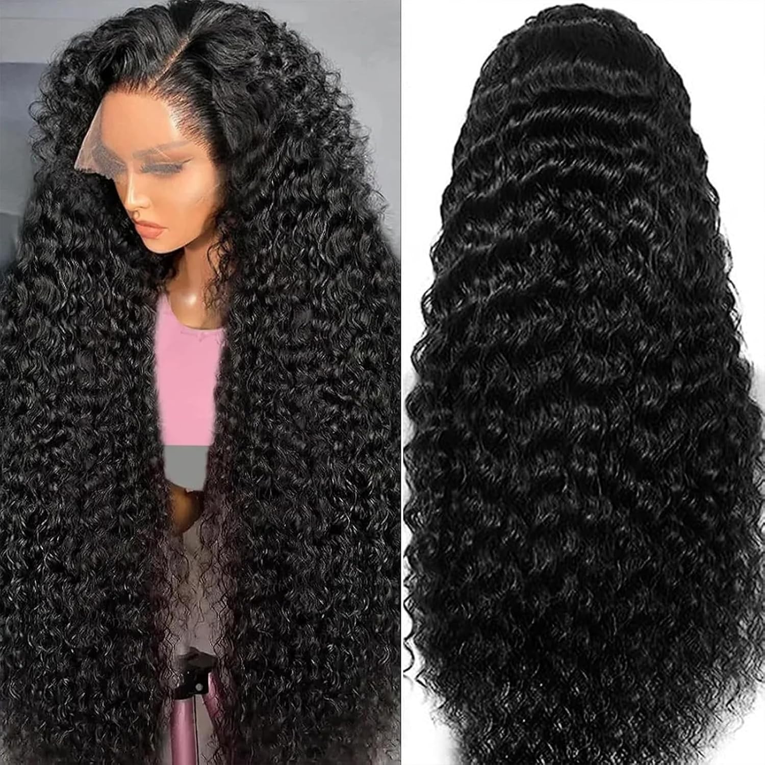 26 Inch Deep Wave Wig Human w/ Baby Hair 200 Density 13×6 Lace for Black Women