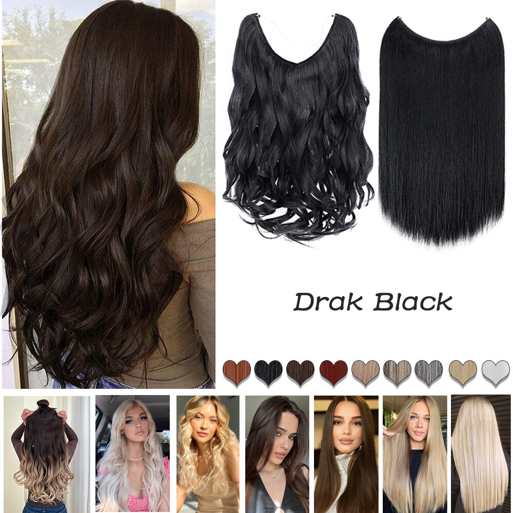 20IN Thick As Human Invisible Wire Clip In Hair Extensions One Piece & Nano Ring
