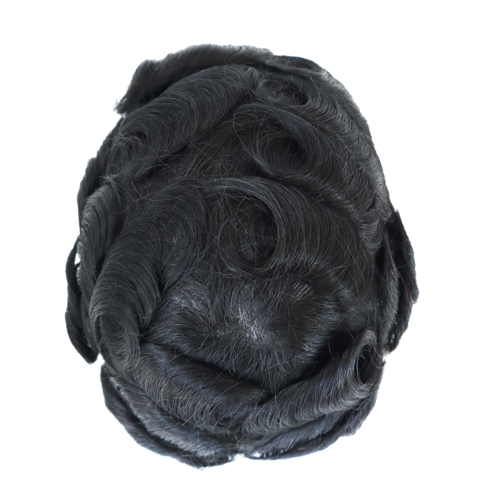 Mens Toupee Ultra Black Thin Skin Human Hair Replacement System Hairpiece 0.03MM