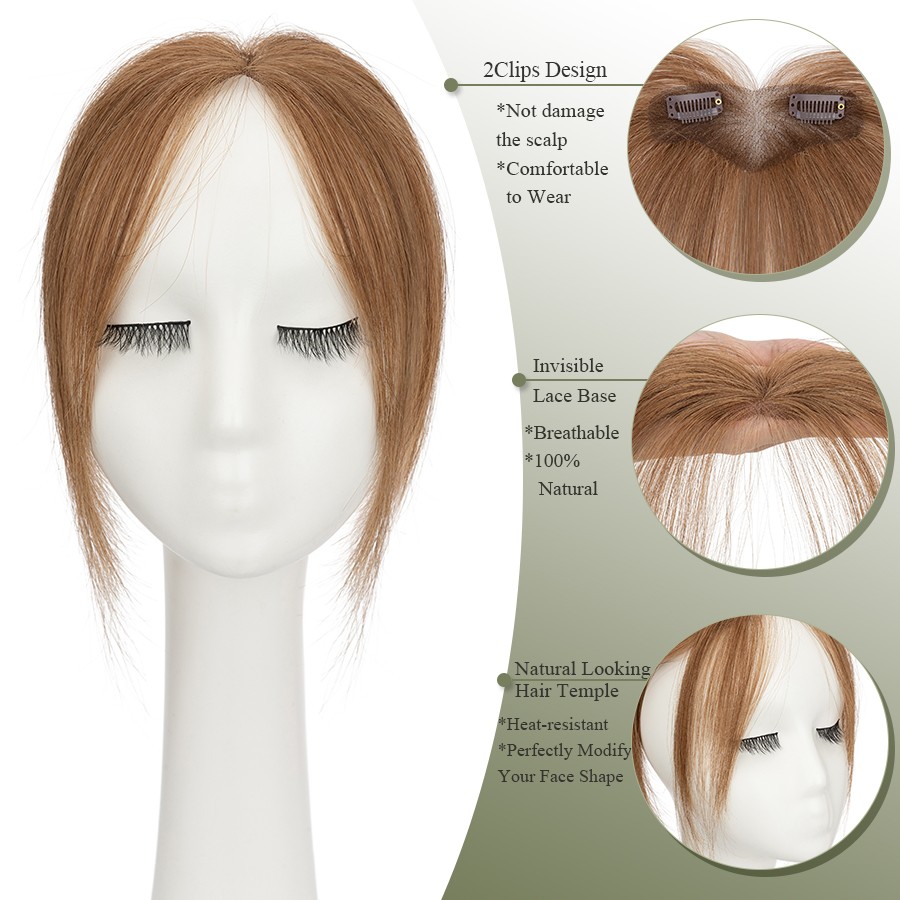 3D Bangs Fringe Clip In 100% Thin Real Virgin Human Hair Extensions Hairpiece US