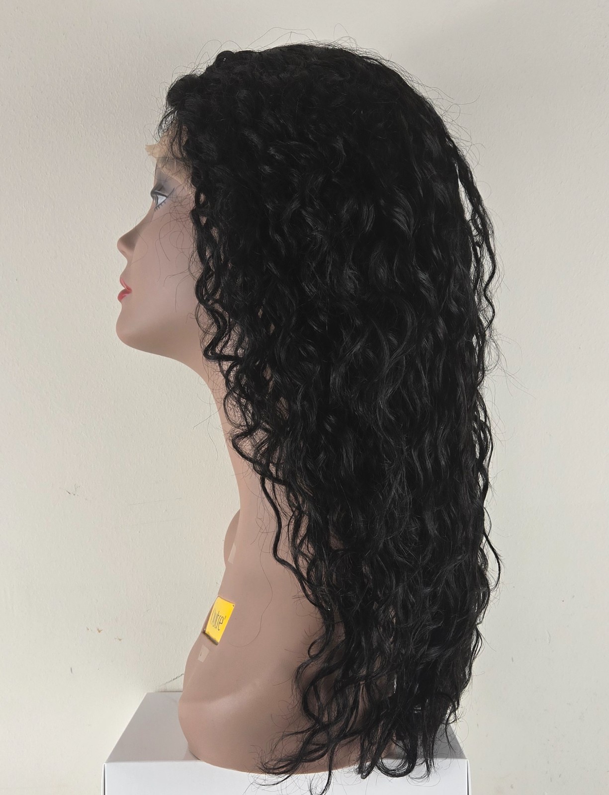 WannaBee Deep Lace Part Curly Human Wig 24″ #1