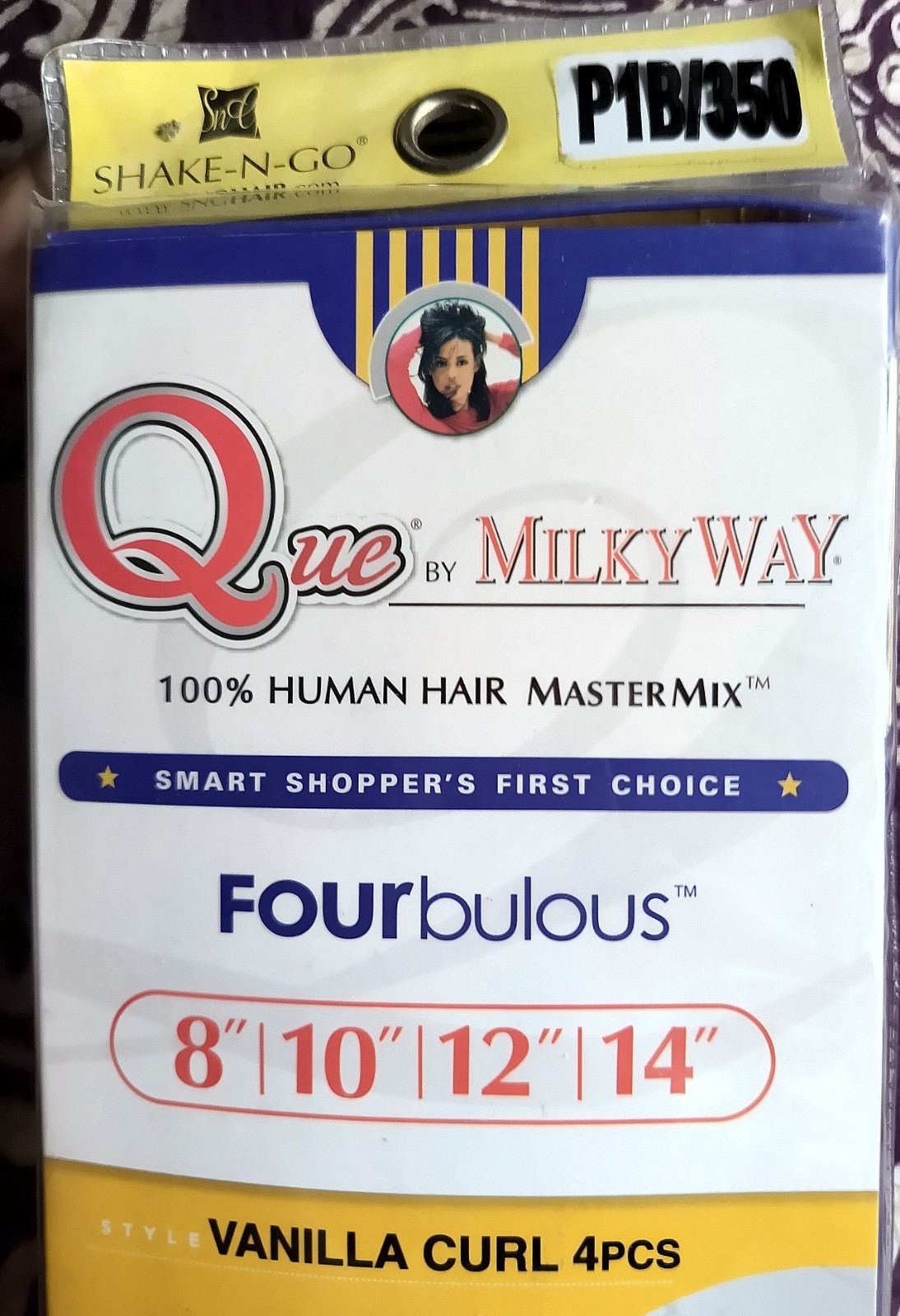Que by MILKY WAY: FOURbulous VANILLA CURL * 1B/350 * 8,10,12,14″ 100% HUMAN HAIR